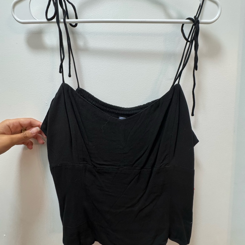 Elegant Black Women's Top Tie-Strap
